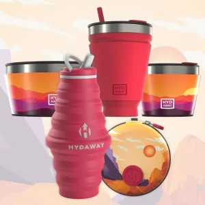 HYDAWAY Ultimate Outdoor Explorer Kit - Collapsible 25oz Water Bottle, 16oz Insulated Tumbler, 1-Quart and 1.5-Cup Insulated Bowls, and Protective Case - Reusable, BPA-Free Camping and Travel Set