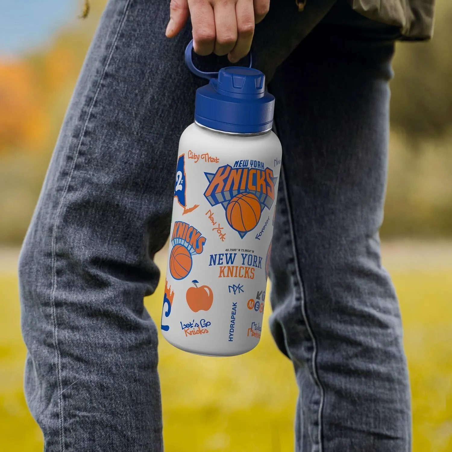 Hydrapeak x NBA Officially Licensed 32 oz Active Water Bottle with Chug Lid Reusable Stainless Steel Double Wall Insulated Sports Gift (Golden State Warriors)