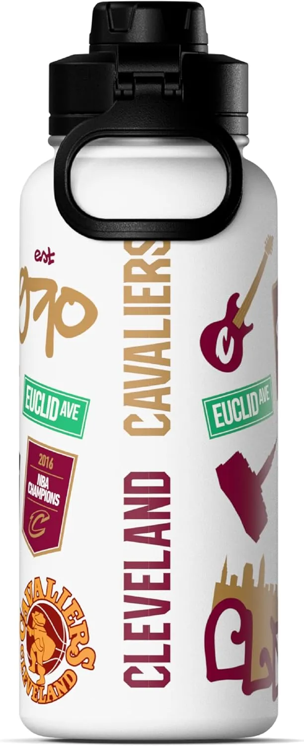 Hydrapeak x NBA Officially Licensed Cleaveland Cavaliers 32oz Active Water Bottle Chug Lid Stainless Steel Reusable Double Wall Celebrating The City Of Cleaveland