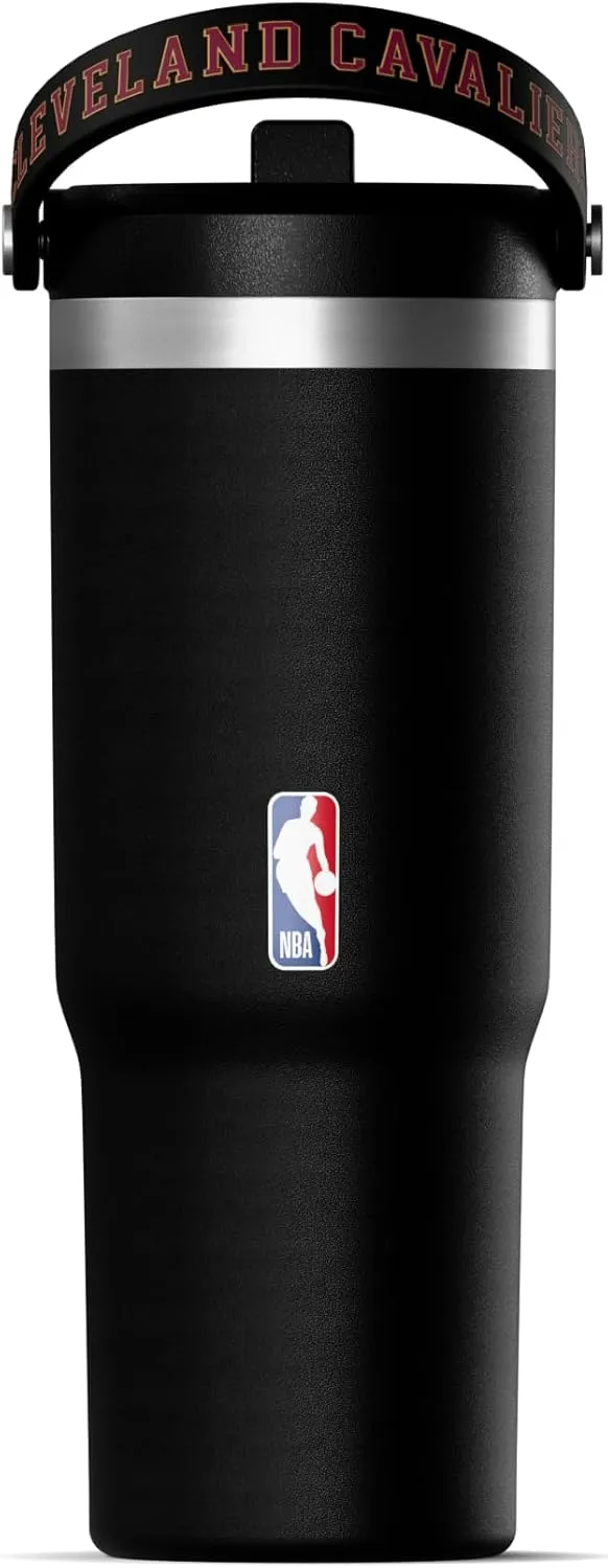 Hydrapeak x NBA Officially Licensed Cleveland Cavaliers 32 oz Nomad Tumbler with Handle and Straw Lid, Leakproof Stainless Steel Water Bottle