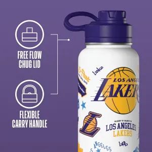 Hydrapeak x NBA Officially Licensed Los Angeles Lakers 32oz Active Water Bottle Chug Lid Stainless Steel Reusable Double Wall Celebrating The City Of Los Angeles