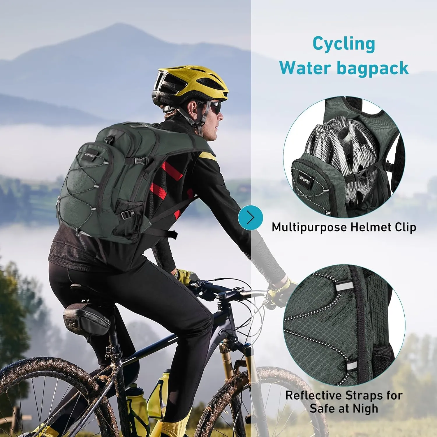 Hydration Backpack 20L with Water Bladder 2L, Large Storage Hiking Daypack for Men Women, Lightweight Insulation Water Backpack for Biking, Running, Skiing, Trekking, Camping