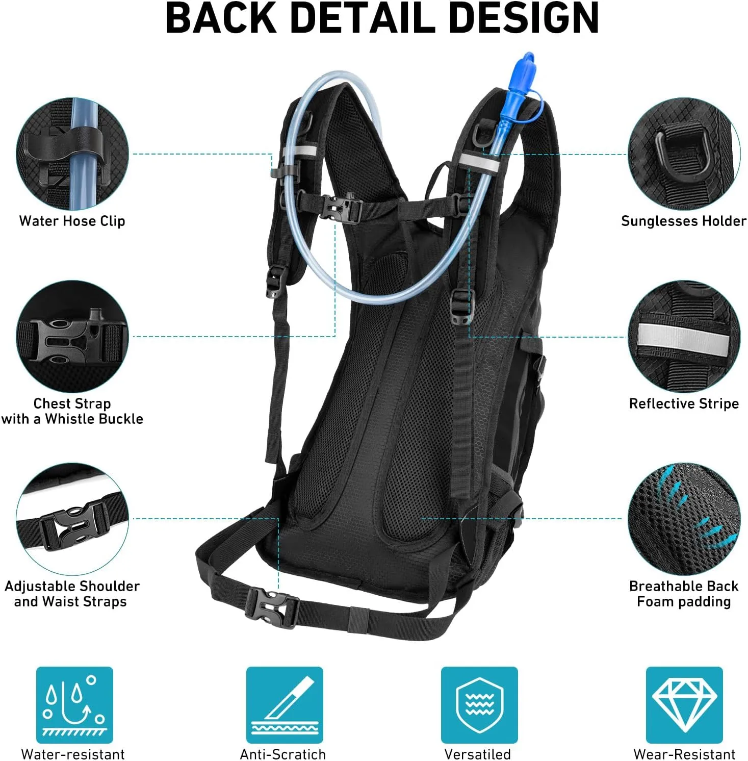Hydration Backpack 20L with Water Bladder 2L, Large Storage Hiking Daypack for Men Women, Lightweight Insulation Water Backpack for Biking, Running, Skiing, Trekking, Camping