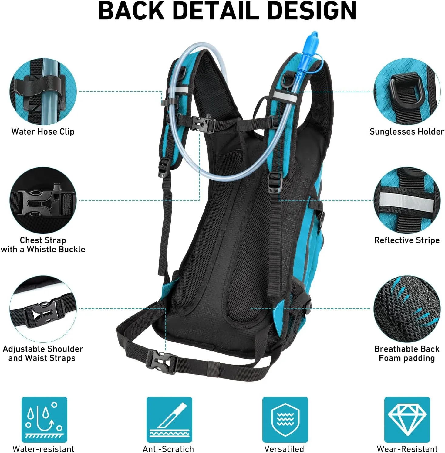 Hydration Backpack 20L with Water Bladder 2L, Large Storage Hiking Daypack for Men Women, Lightweight Insulation Water Backpack for Biking, Running, Skiing, Trekking, Camping