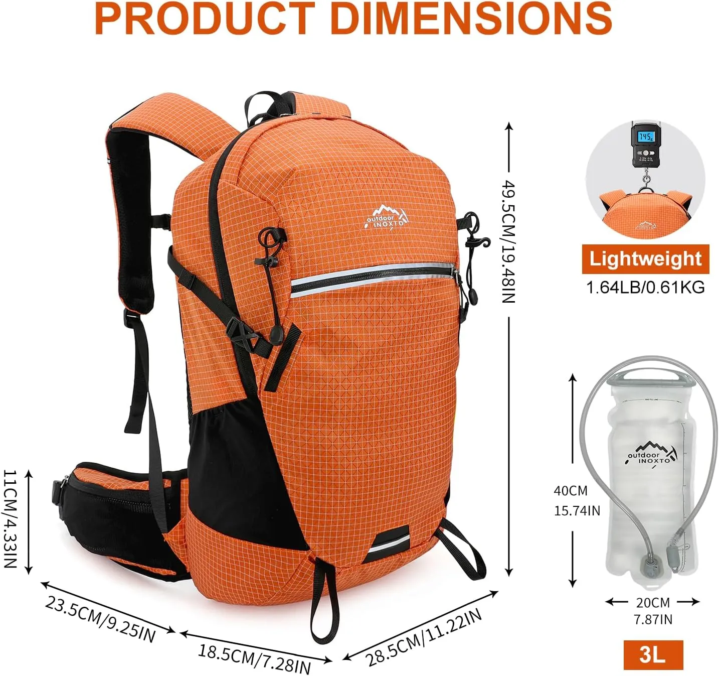 Hydration Backpack, 25L Hiking Backpack with 3L Water Bladder and Rain Cover, Hiking Water Backpack Men Women Lightweight Hydration Pack for Hiking, Cycling, Climbing, Camping
