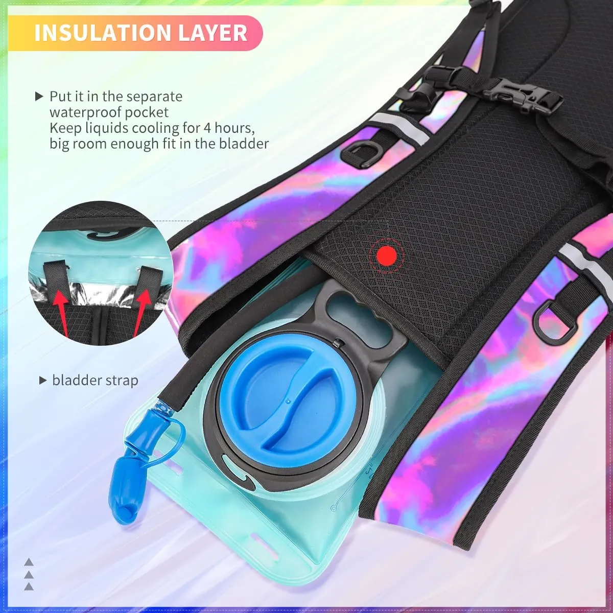 Hydration Backpack, Water Backpack with 2L Hydration Bladder, Rave Backpack Hydration Pack, Festival Essential for Raves, Hiking, Cycling, Climbing, Running, Outdoor, Camping and More