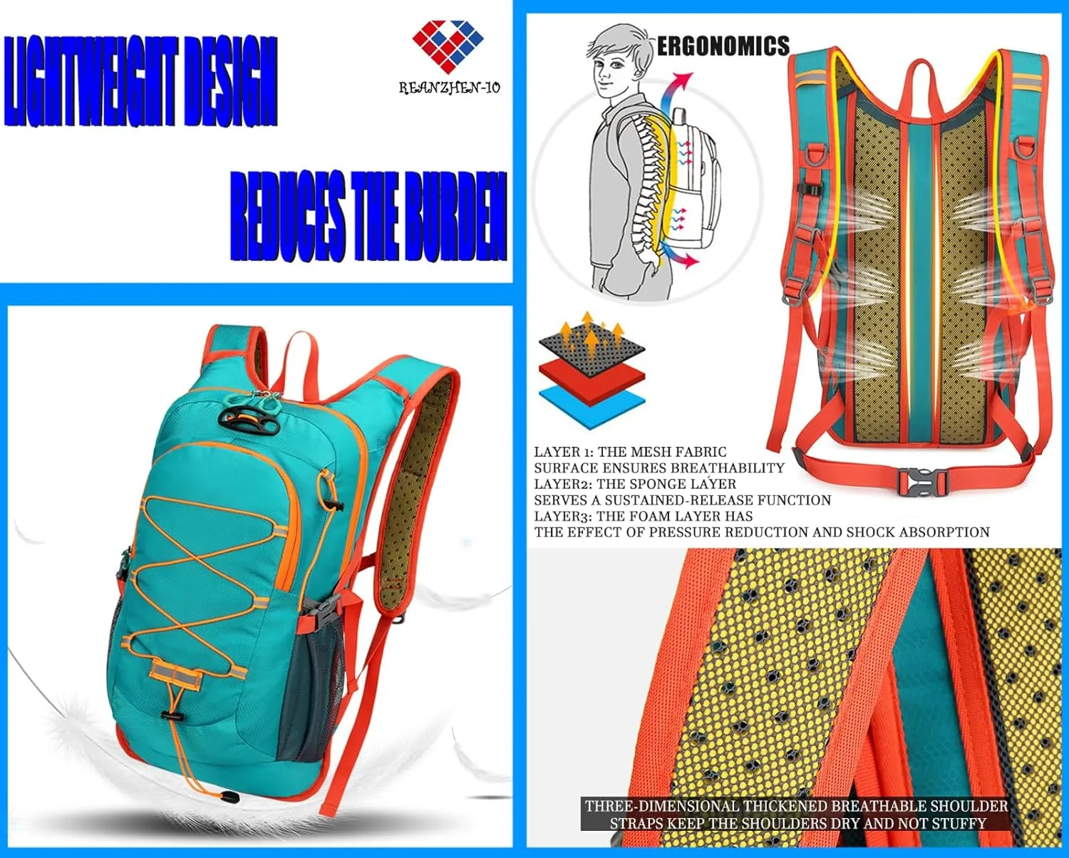 Hydration Backpack with 2 Liter Hydro Water Bladder Bag, Lightweight Daypack for Cycling, Hiking, Running, Climbing