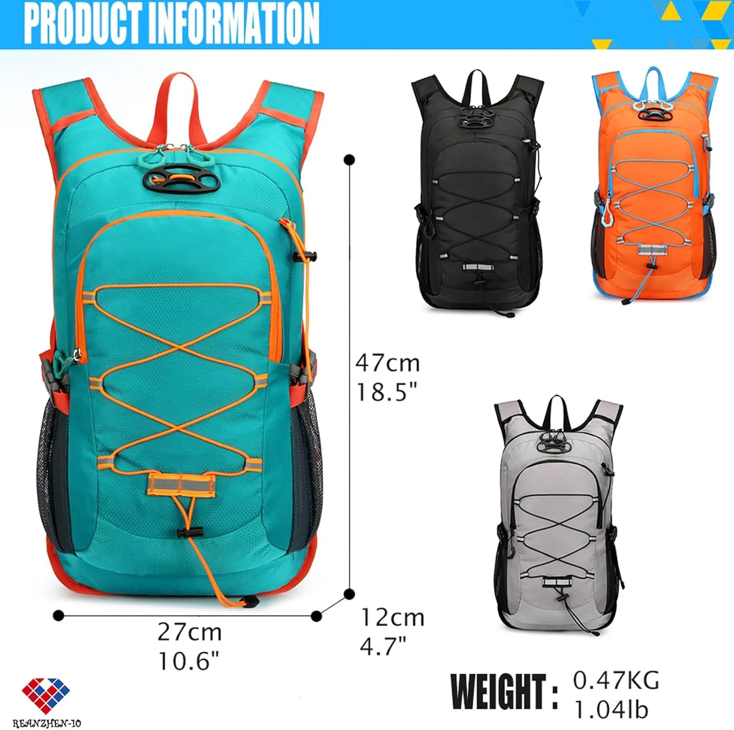 Hydration Backpack with 2 Liter Hydro Water Bladder Bag, Lightweight Daypack for Cycling, Hiking, Running, Climbing
