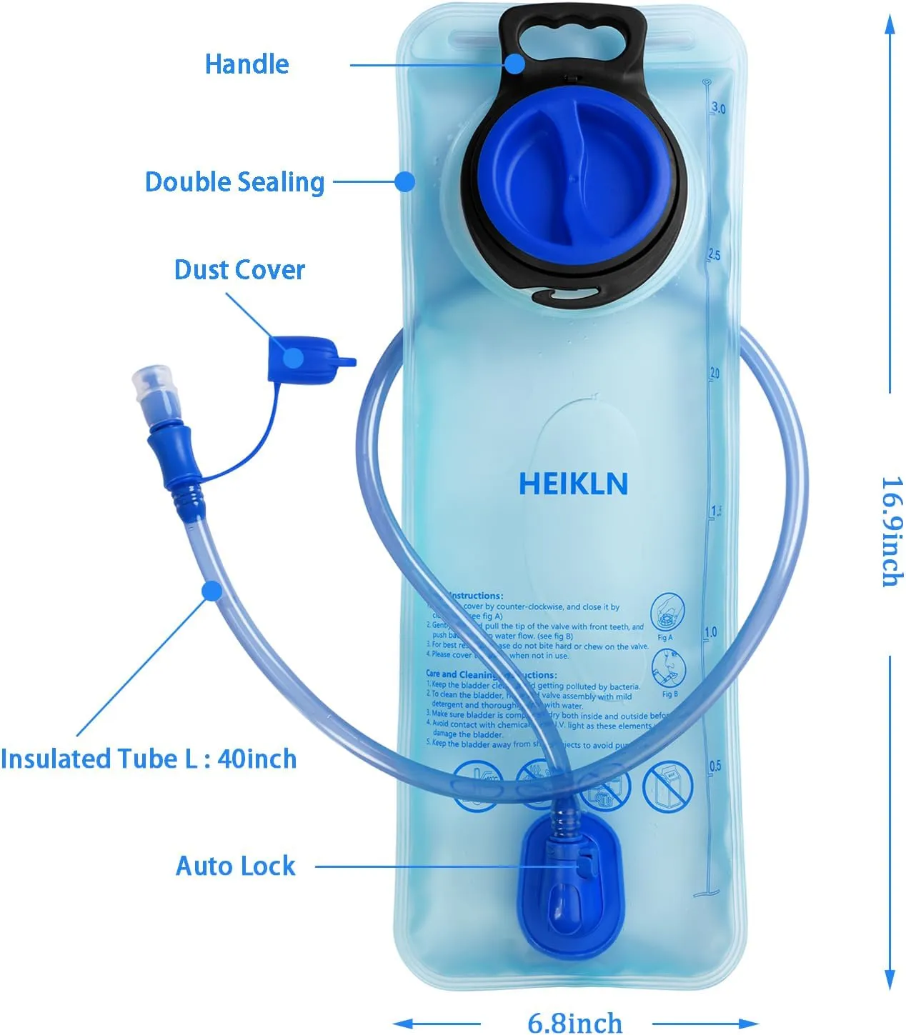 Hydration Bladder 2L-3L,Leak Proof Water Reservoir, BPA Free Military Water Storage Bladder Bag Hydration Pack Replacement Easy Clean for Bicycling Hiking Camping Hunting Running