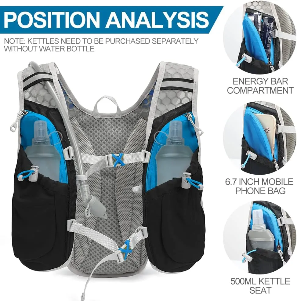Hydration Pack Backpack，IX INOXTO Running Hydration Vest with 1.5L ( 50 oz) Water Bladder for Men Women，Lightweight Water Backpack for Hiking Cycling Climbing Camping