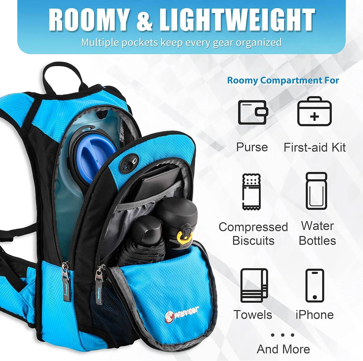 Hydration Pack Hiking Water Backpack - Miracol Hiking Backpack with 2L Bladder