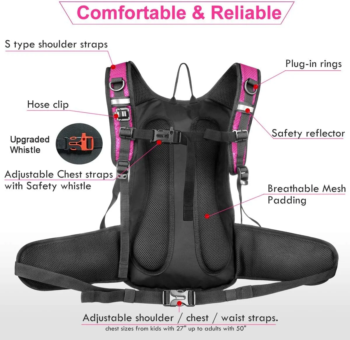 Hydration Pack, Insulated Hydration Backpack with 2L BPA Free Water Bladder and Storage, Hiking Backpack for Men, Women, Kids for Running, Cycling, Camping - Keep Liquid Cool up to 5 Hours