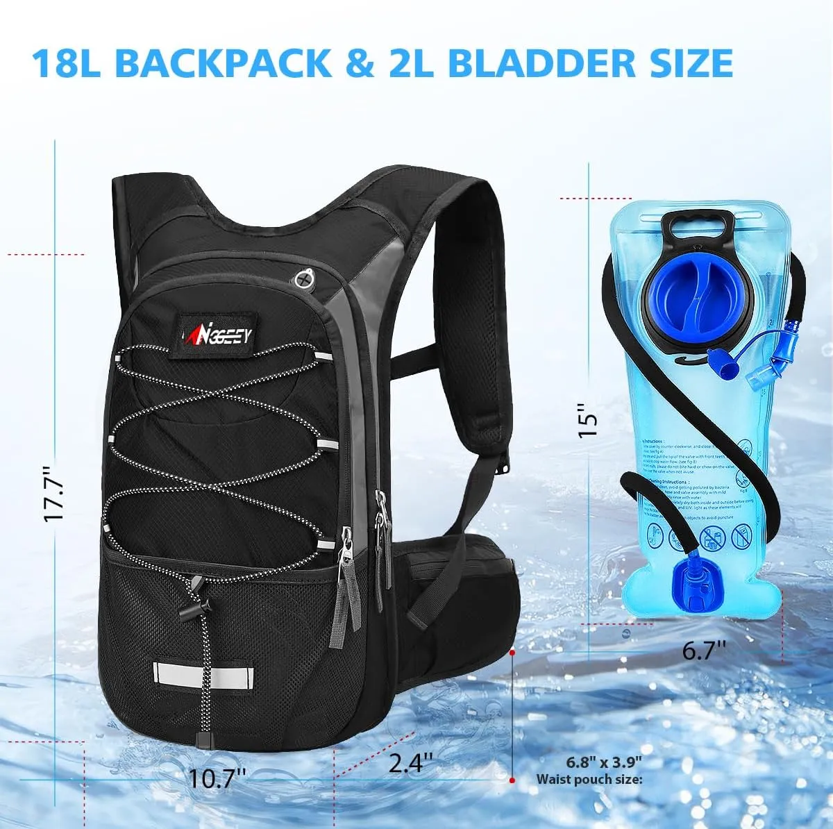 Hydration Pack, Insulated Hydration Backpack with 2L Hydration Bladder, Hiking Backpack for Men Women Kids, Water Backpack for Hiking, Running, Cycling, Camping