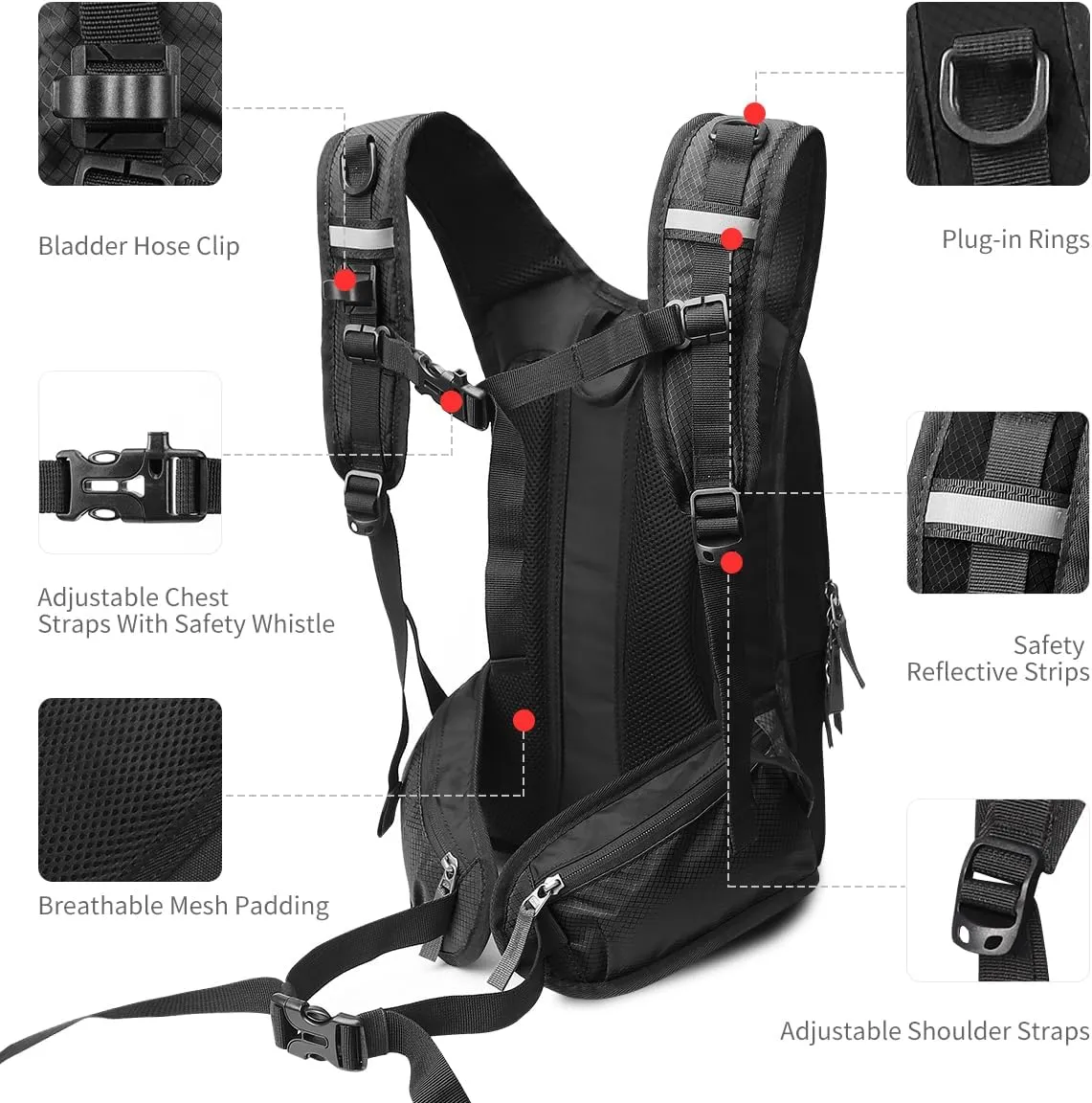 Hydration Pack, Insulated Hydration Backpack with 2L Hydration Bladder, Hiking Backpack for Men Women Kids, Water Backpack for Hiking, Running, Cycling, Camping