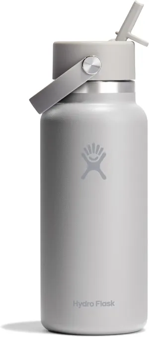 Hydro Flask Water Bottle - Insulated Stainless Steel - Wide Straw Lid, Non Spill, Leakproof in 32 Oz Birch Gray