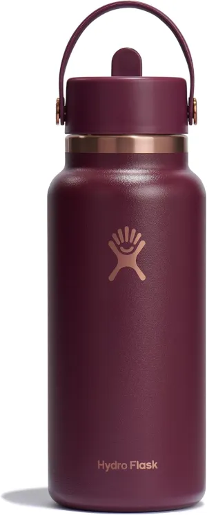 Hydro Flask Water Bottle - Insulated Stainless Steel - Wide Straw Lid, Non Spill, Leakproof in 32 Oz Cherry Rose Gold