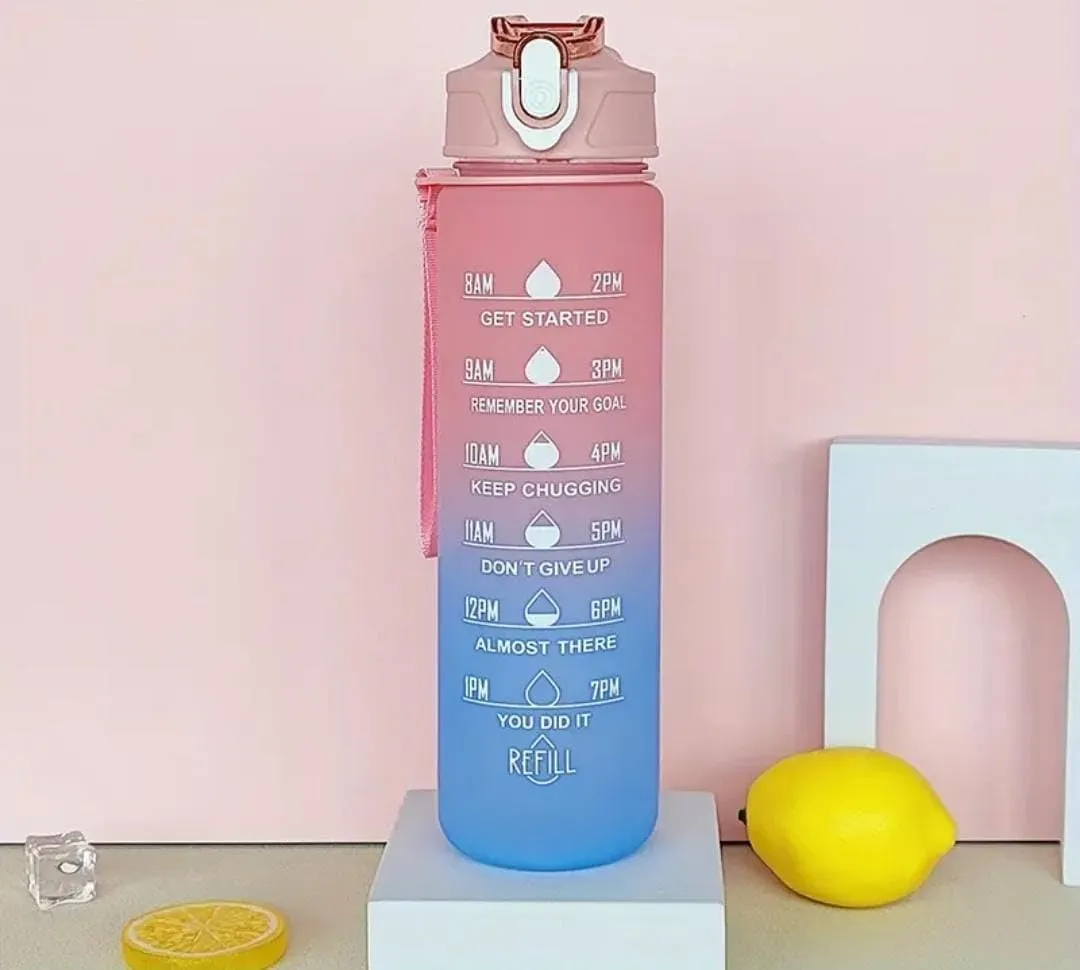 HydroChic TimeMarker™ Trio: Portable Leakproof Water Bottle Set for Stylish Hydration On-the-Go!/25oz