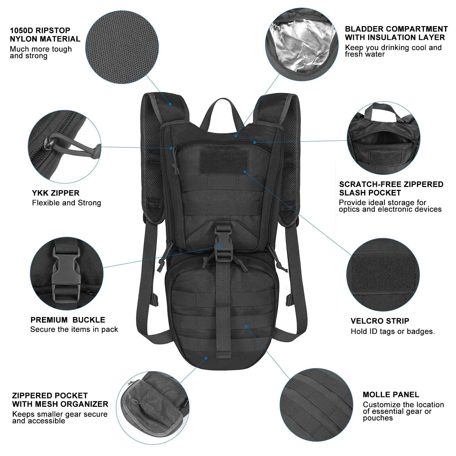 HydroTrek 2.5L Hydration Pack – Insulated Tactical Hydration System