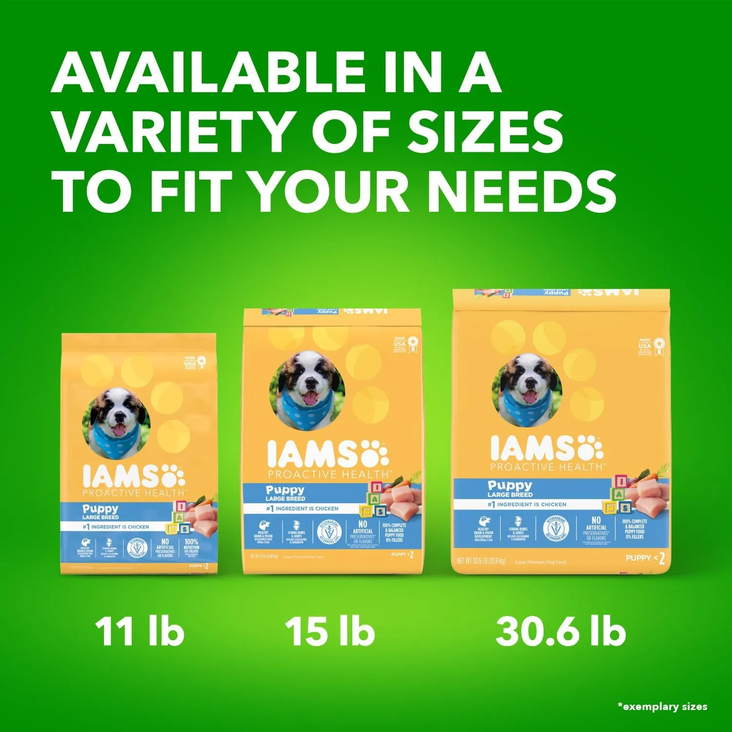 IAMS Smart Puppy Large Breed Dog Food Dry with Real Chicken, 15 lb. Bag