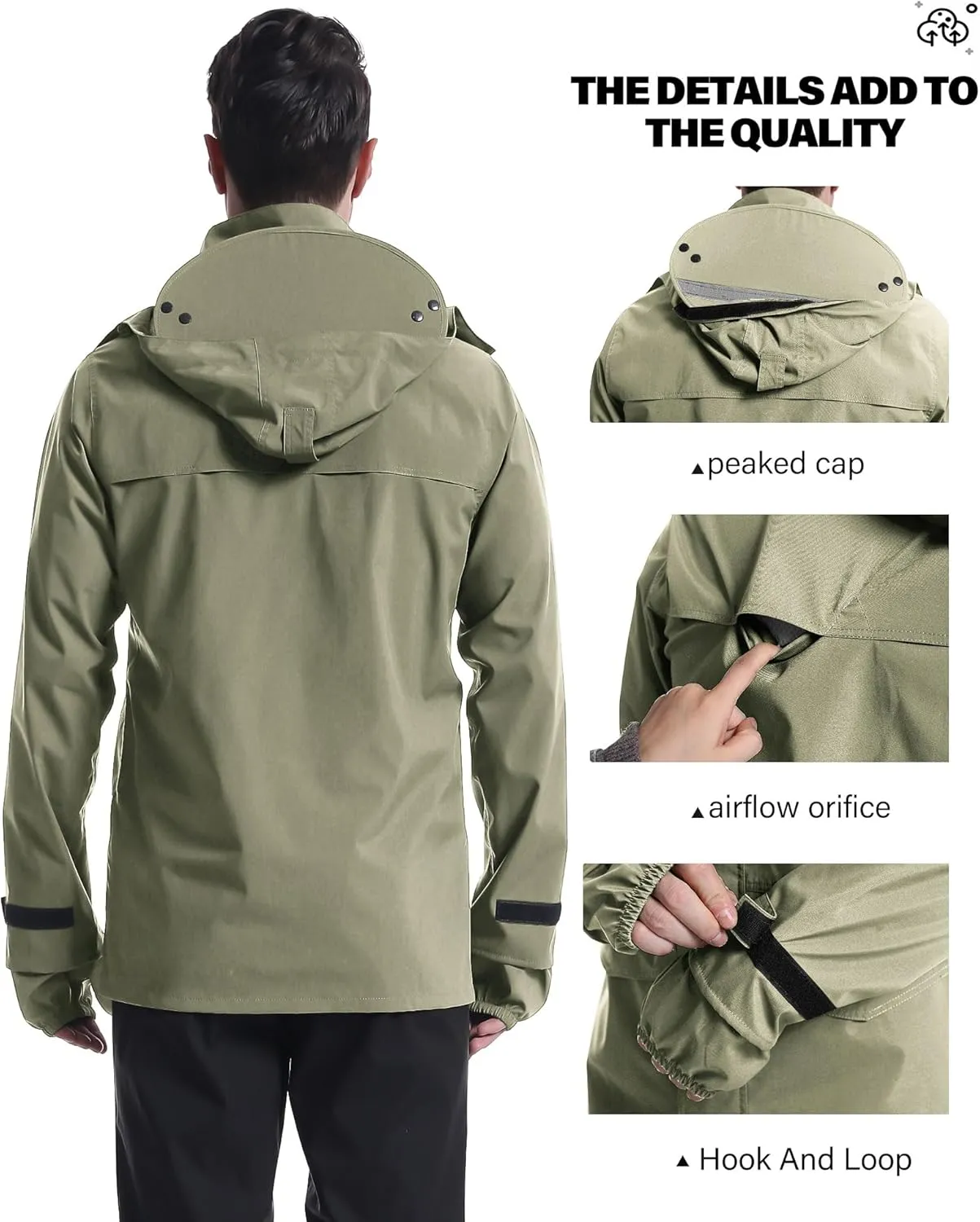 iCreek Rain Jacket Men's Lightweight with Hood Packable Waterproof Raincoat Breathable Antistorm Jacket Windbreaker