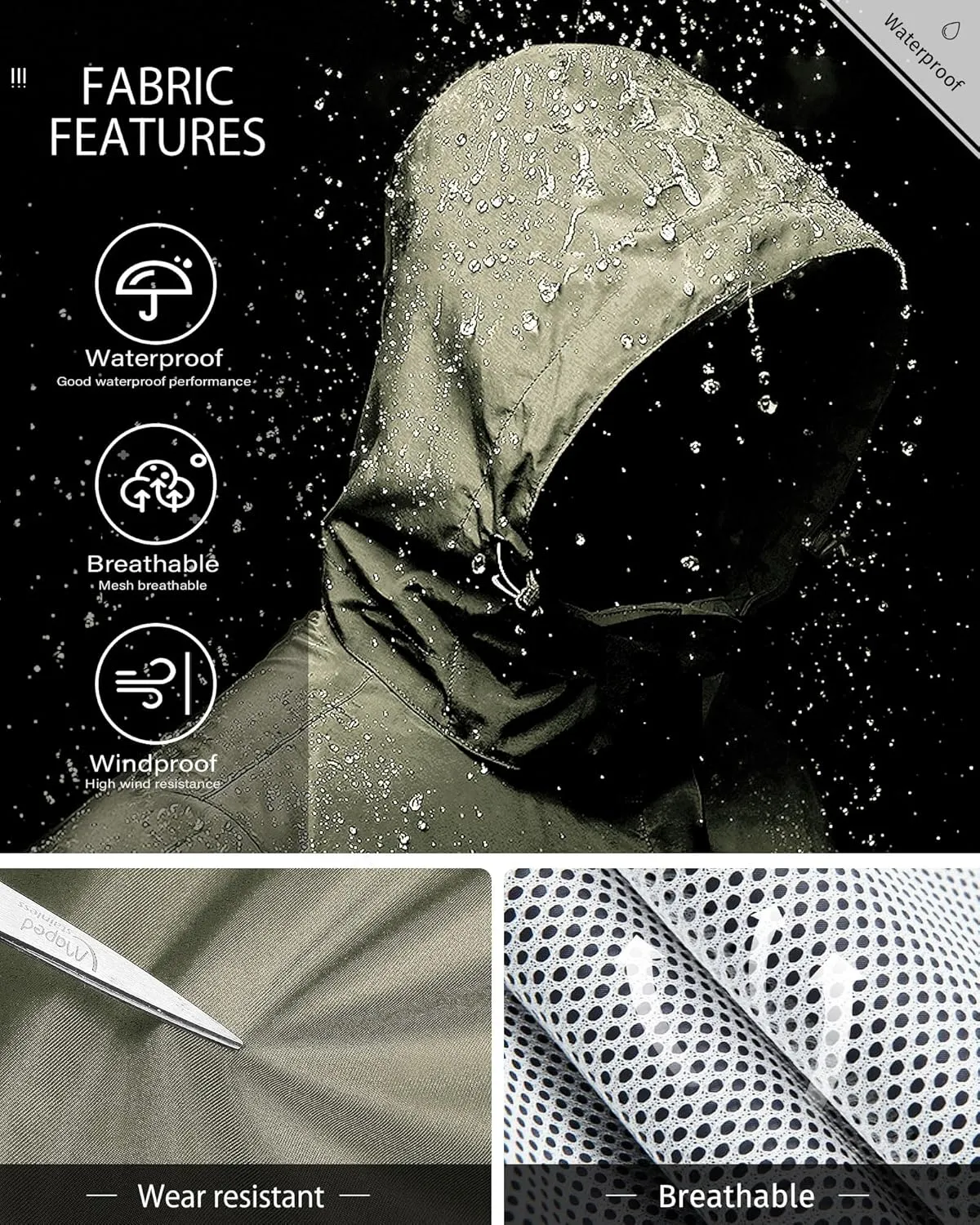 iCreek Rain Jacket Men's Lightweight with Hood Packable Waterproof Raincoat Breathable Antistorm Jacket Windbreaker