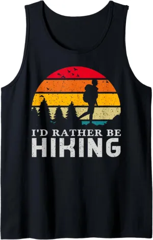 I'd Rather Be Hiking Mountain Sunset Funny Nature Camping Tank Top