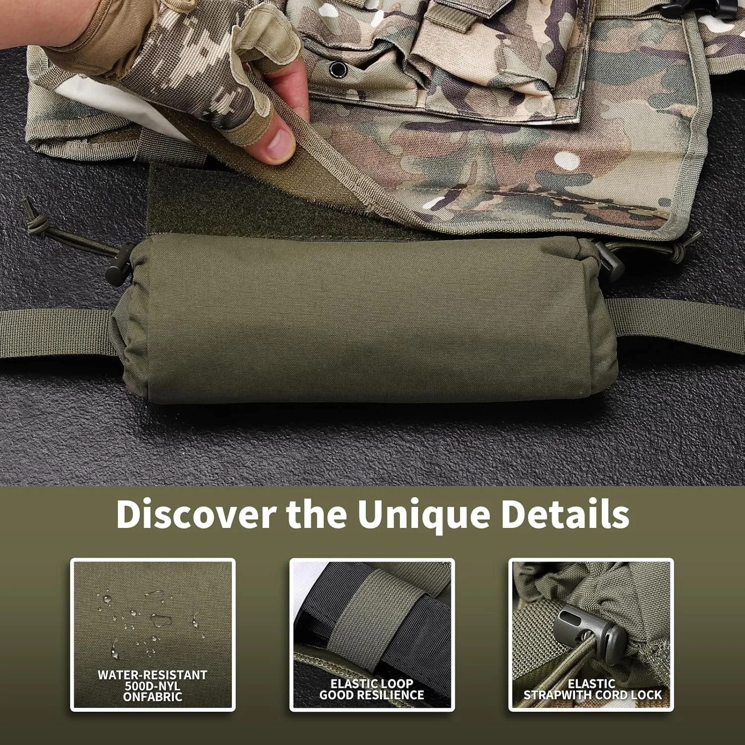 Ifak Medical Trauma Roll Up Drop Bag EMT First Aid Sub Abdominal Carrying Pouch with Hook-N-Loop Tactical First Aid Drop Pouch for Plate Carrier/Chest Rig Vest