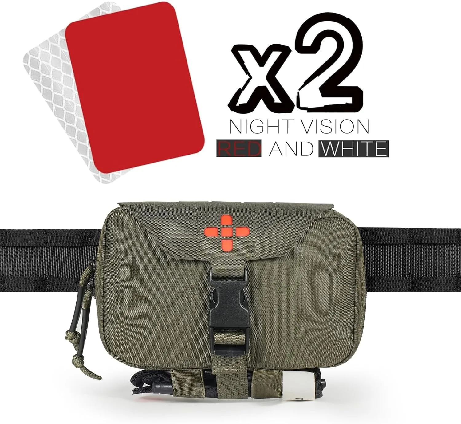 Ifak Pouch-Rapid Deployment Tactical MOLLE Trauma Kit Pouches, Quick Release Tear-Off Medical First Aid Kit Organiser with Red Immediate Identify for Emergency Surviva Activities.