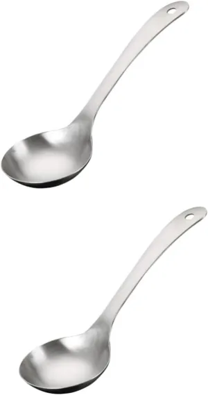IMIKEYA 2pcs Stainless Steel Soup Spoon by Rice Grain Spoon No Rust Kitchen Rice Scoop Food Scoop (s)