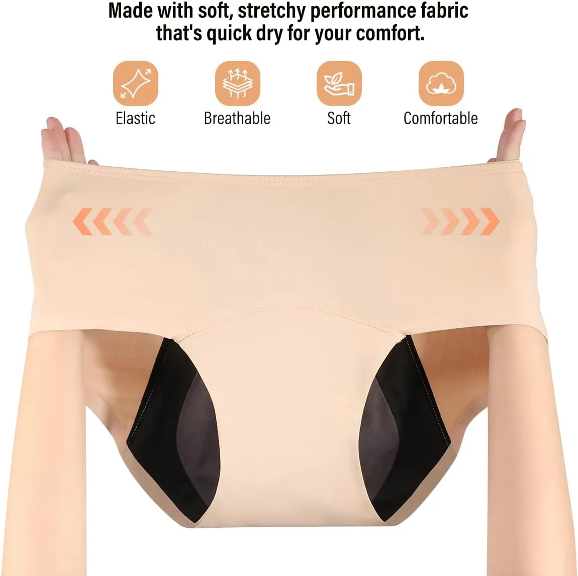 Incontinence Underwear for Women 150ml High Absorbent Leak Proof Underwear for Women Washable Women's Incontinence Panties for Incontinence Postpartum Bladder Leak 2 Pack Beige S