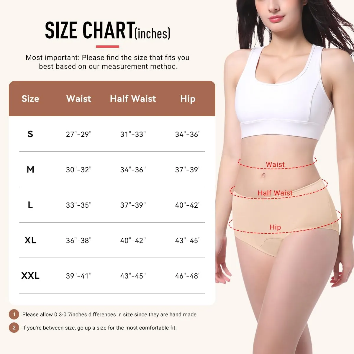Incontinence Underwear for Women 150ml High Absorbent Leak Proof Underwear for Women Washable Women's Incontinence Panties for Incontinence Postpartum Bladder Leak 2 Pack Beige S