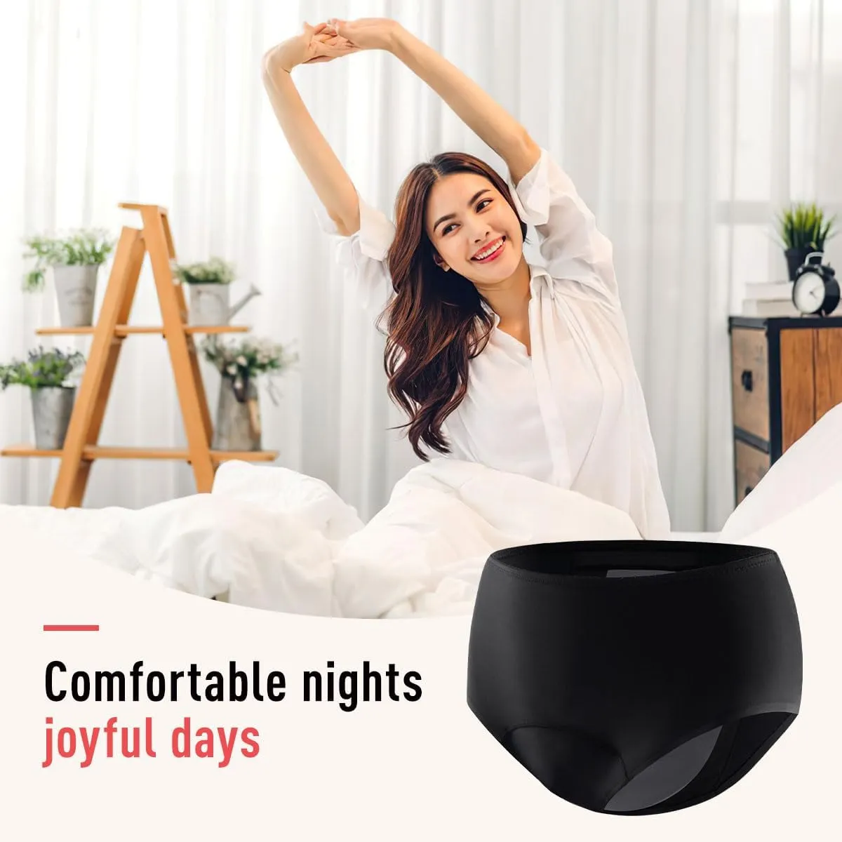 Incontinence Underwear for Women 150ml High Absorbent Leak Proof Underwear for Women Washable Women's Incontinence Panties for Incontinence Postpartum Bladder Leak 2 Pack Black/Dusty Rose 2XL