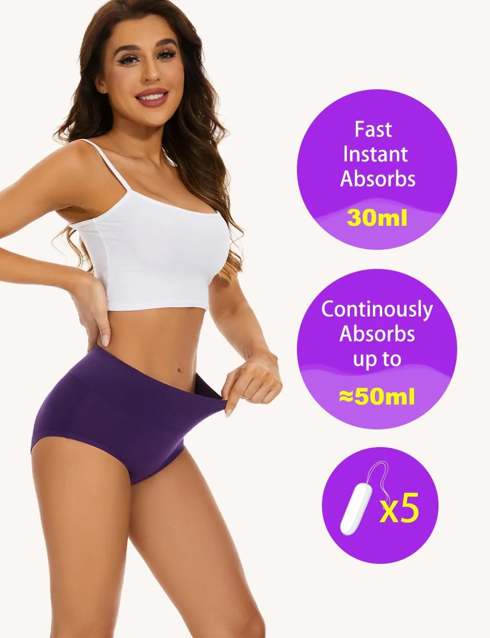 Incontinence Underwear for Women High Absorbency Period Panties Ladies Leakproof Protective Menstrual Postpartum Bladder Control Washable Cotton Briefs Multipack
