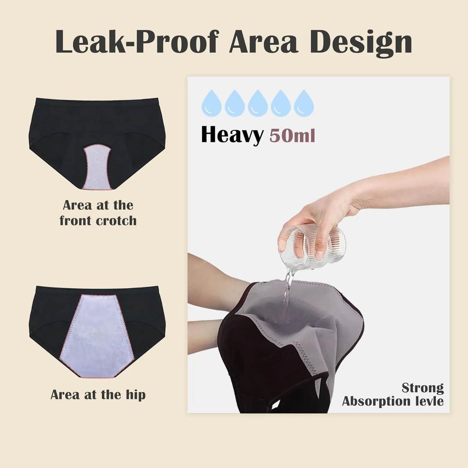 Incontinence Underwear for Women Washable Incontinence Underwear Absorbent Cotton Panties Bladder Leak Underwear for Women Teens