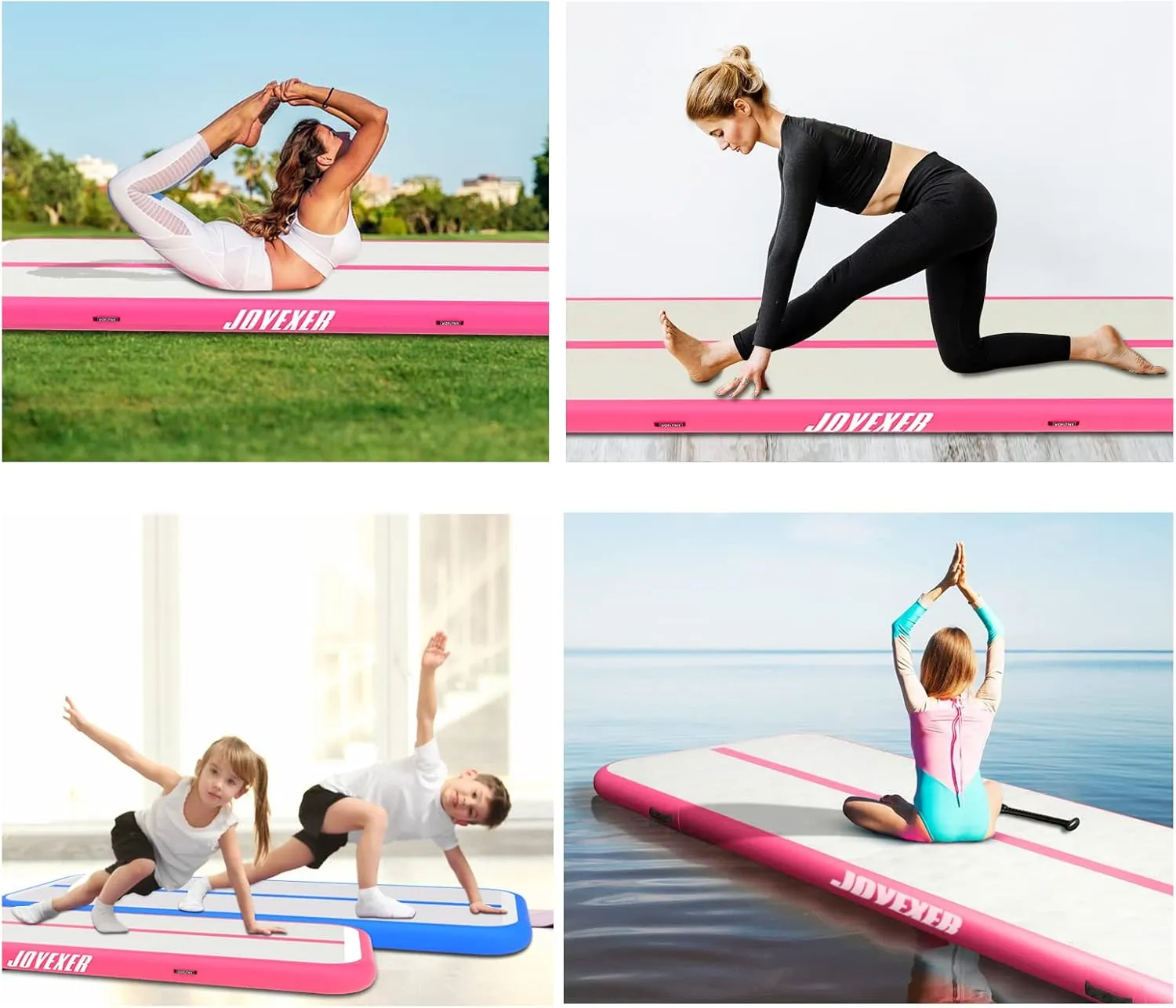 Inflatable Air Gymnastics Mat 6.6ft 10ft 13ft 16ft Tumbling Training Mat with Carry Bag Electric Pump For Home, Outdoor, Gym, Cheerleading, Yoga, Water Exercise