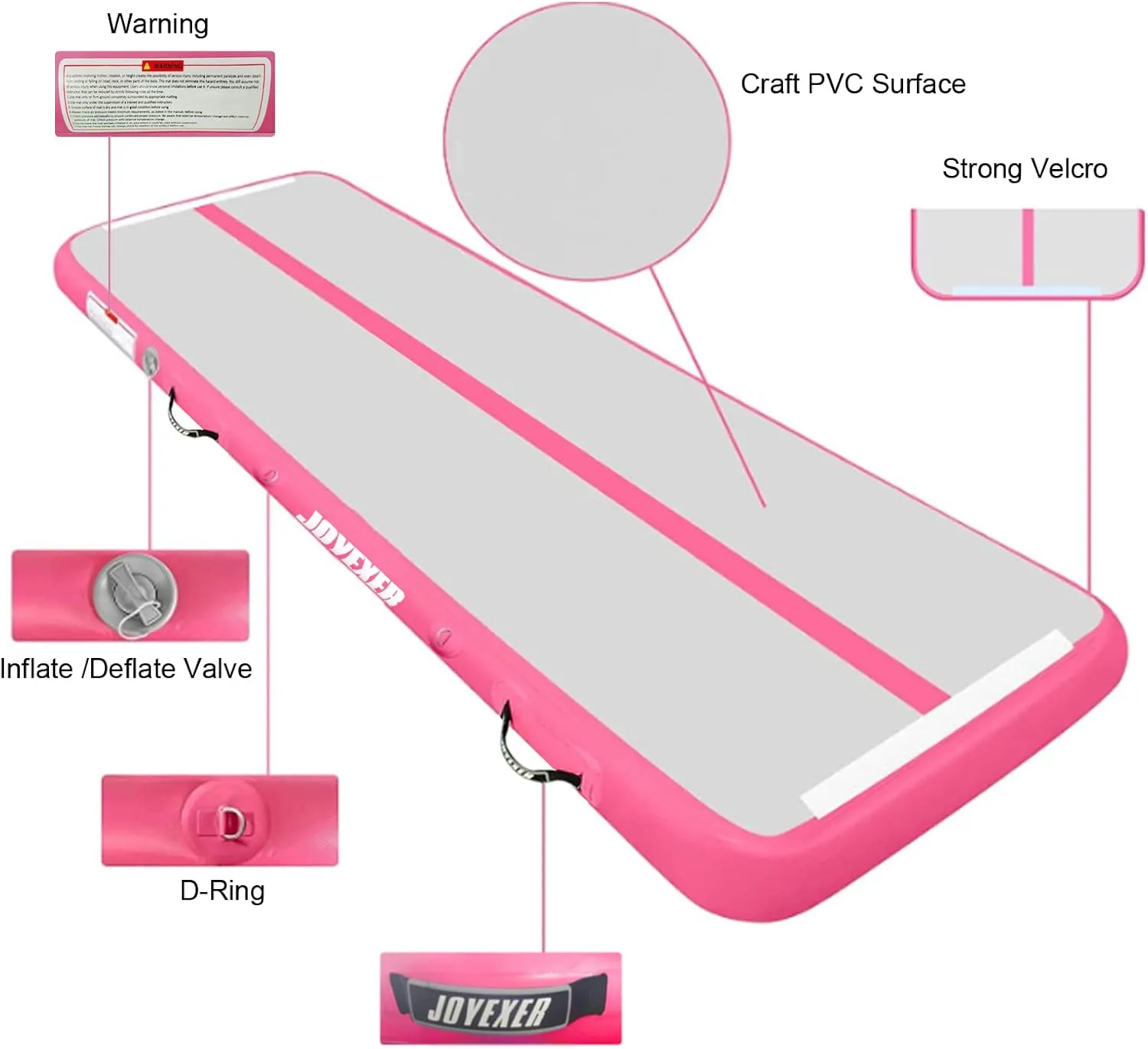 Inflatable Air Gymnastics Mat 6.6ft 10ft 13ft 16ft Tumbling Training Mat with Carry Bag Electric Pump For Home, Outdoor, Gym, Cheerleading, Yoga, Water Exercise