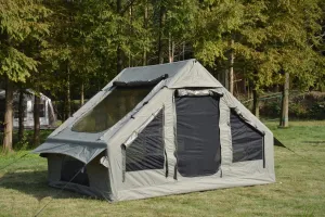 Inflatable Camping Tent with Hand Pump,Waterproof and Windproof,Blow up Tent w/Canopy,Portable Air Glamping Tents,4 Seasons,Easy Setup for 7-8 People