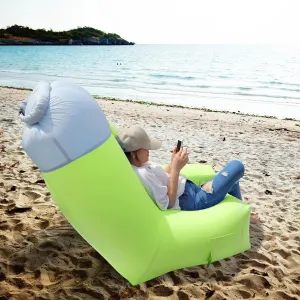 Inflatable Couch, Air Sofa, Inflatable Beach Bed Carry Bag, Waterproof Inflatable Camping Chair Hammock for Hiking Backyard Travel Beach Park Picnics, Green