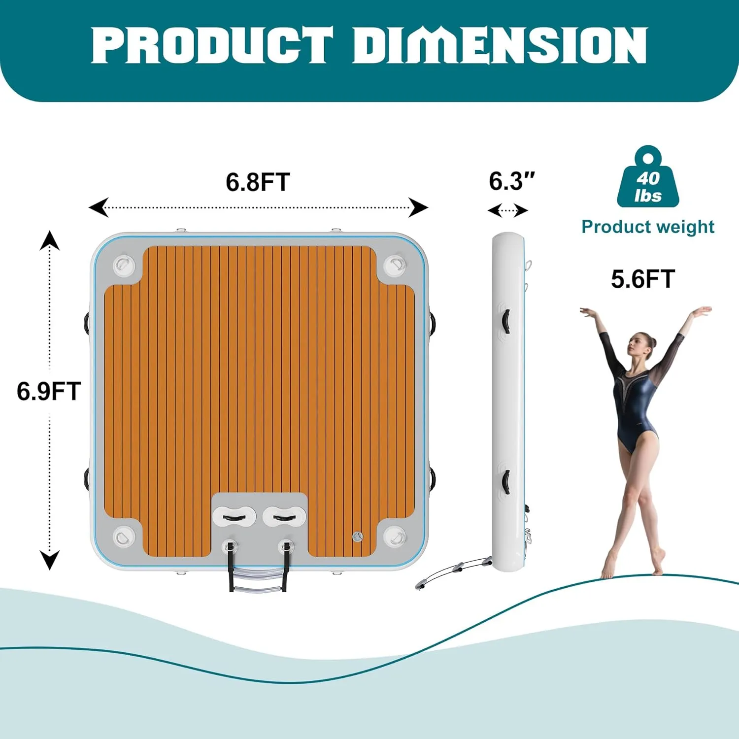 Inflatable Floating Dock, Non-Slip EVA Air Dock Platform loating Island Raft with Rope Ladder for Pool Lake Beach Ocean