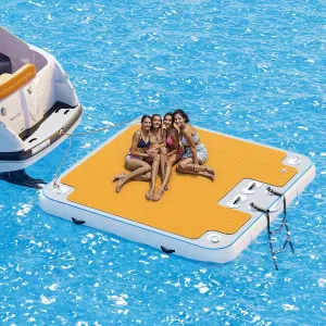 Inflatable Floating Dock, Non-Slip EVA Air Dock Platform loating Island Raft with Rope Ladder for Pool Lake Beach Ocean