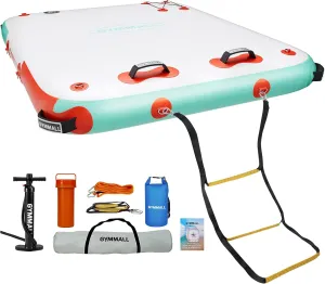 Inflatable Floating Dock Platform, 5FT/ 6FT/ 8FT/ 10FT/ 12FT Air Dock Platform Floating Island Raft with None-Slip Surface, 6in Thick Water Floating Dock Mat for Swimming Pool Lake Beach Ocean