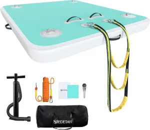 Inflatable Floating Dock Water Platform - Multi-Person Non-Slip Swim Mat for Pool, Lake, Beach, River, Ocean - 8ft Heavy-Duty Floating Island Raft for Adults