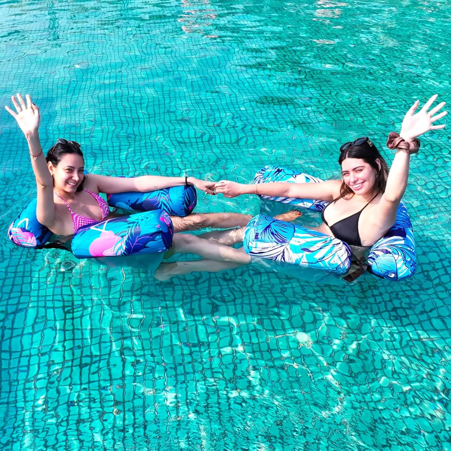 Inflatable Pool Float Chair - 2 Pack Pool Floats Adult Heavy Duty, Water Floating Lounge Chairs, Blow up Floaties Adults for Summer Fun Party Lake Beach