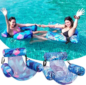 Inflatable Pool Float Chair - 2 Pack Pool Floats Adult Heavy Duty, Water Floating Lounge Chairs, Blow up Floaties Adults for Summer Fun Party Lake Beach