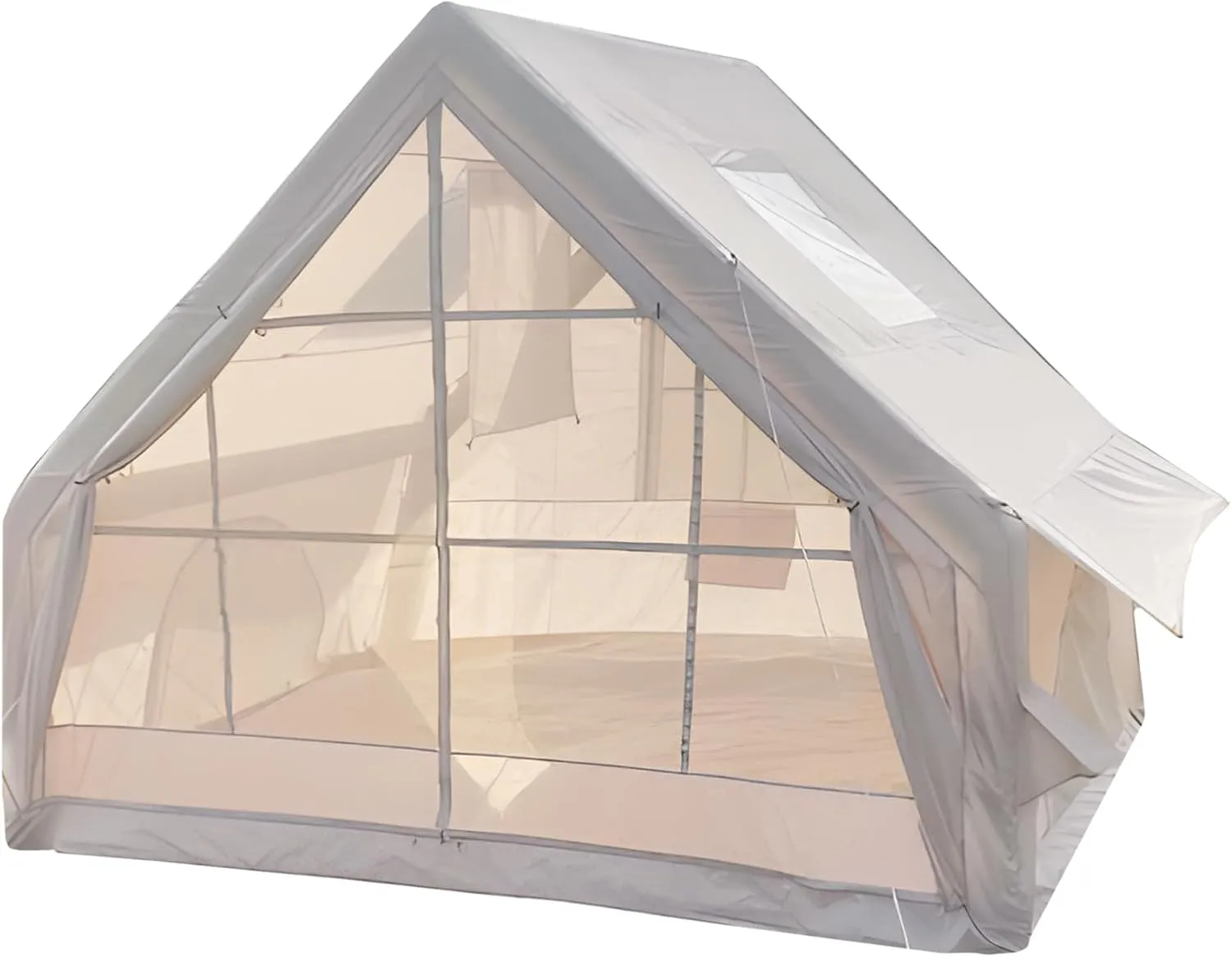 Inflatable Tent for Camping, 1-6 Person Blow-up Air Tents, Easy Setup Waterproof Windproof Cabin Tents, 4 Seasons Family Glamping Tent House