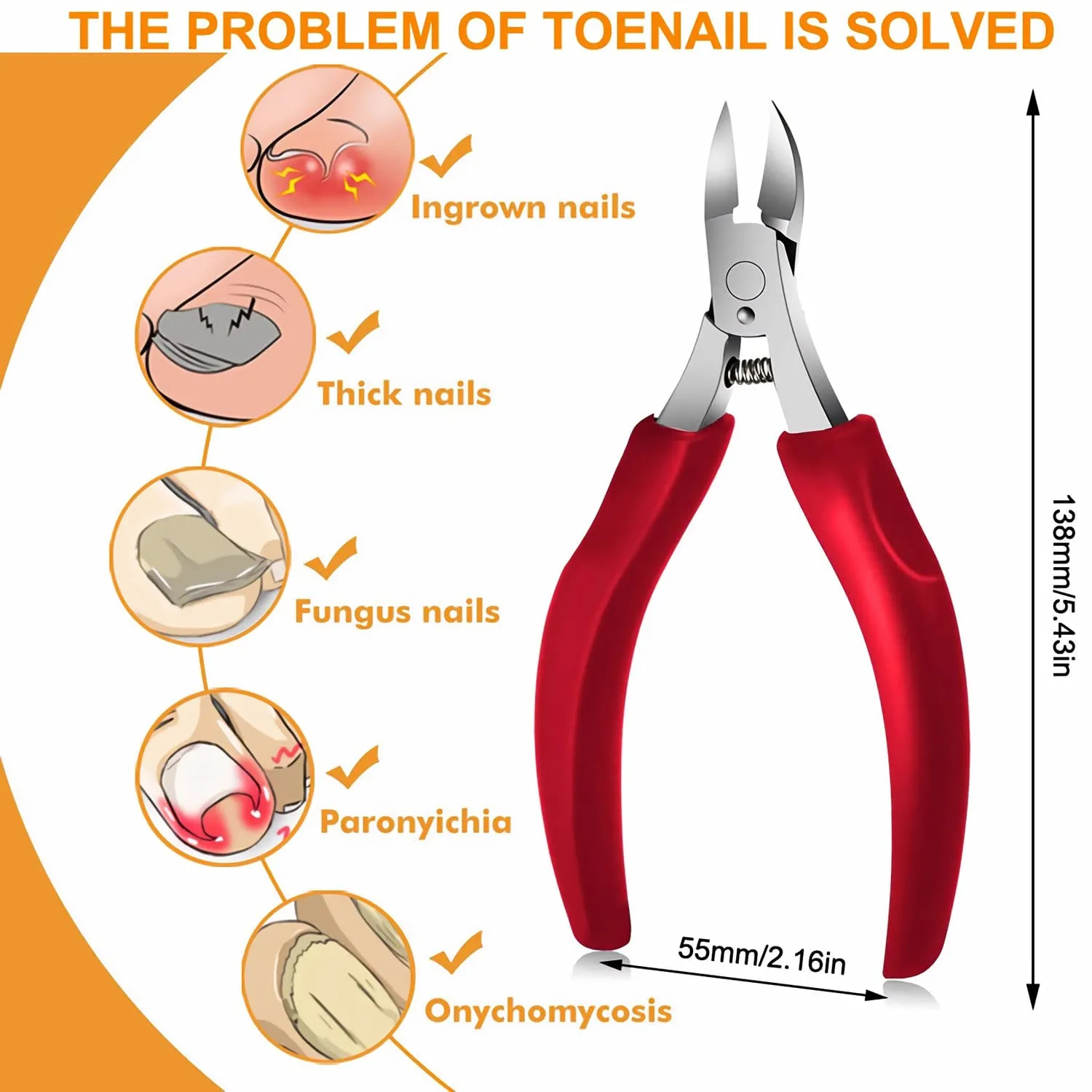 Ingrown Toenail Tools Stainless Steel Foot Nail Tools 10pcs,Toenail File and Lifter,Nail Clipper,Cuticle Cutters,Cuticle Pusher and Manicure Pedicure Tools for Ingrown and Thick Nail (Black Red)