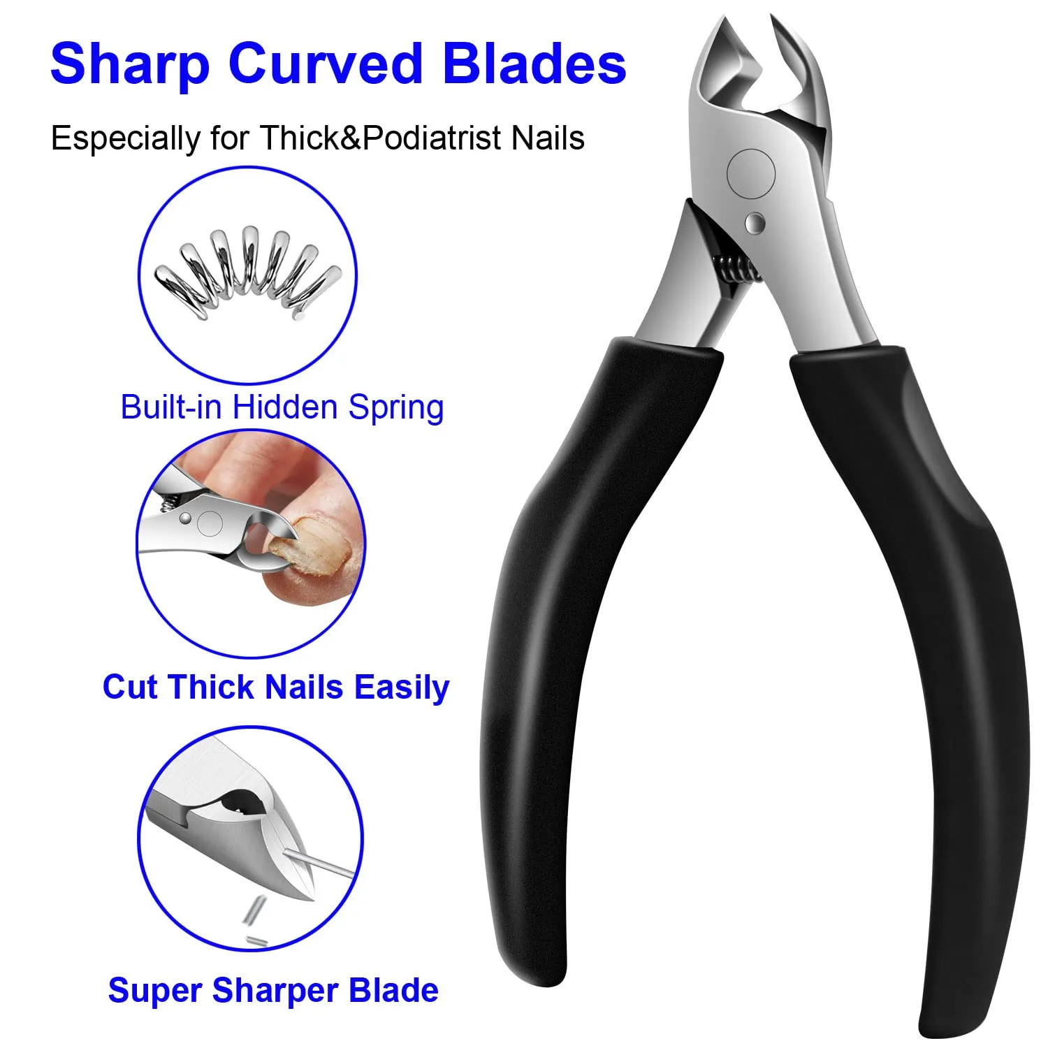 Ingrown Toenail Tools Stainless Steel Foot Nail Tools 10pcs,Toenail File and Lifter,Nail Clipper,Cuticle Cutters,Cuticle Pusher and Manicure Pedicure Tools for Ingrown and Thick Nail (Black Red)