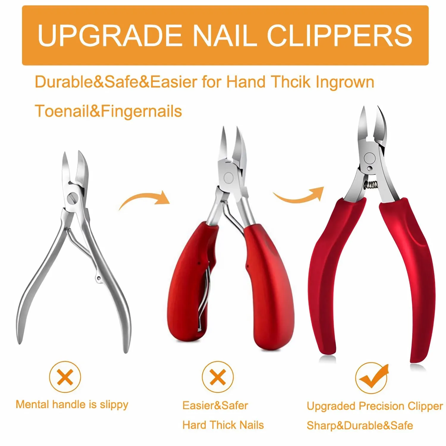 Ingrown Toenail Tools Stainless Steel Foot Nail Tools 10pcs,Toenail File and Lifter,Nail Clipper,Cuticle Cutters,Cuticle Pusher and Manicure Pedicure Tools for Ingrown and Thick Nail (Black Red)