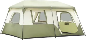 Instant 8 Person Camping Tent with Rainfly - Easy Setup in 60 Seconds - Spacious & Weatherproof - Ideal for Family Camping & Hiking - Carry Bag Included, Army Green&White