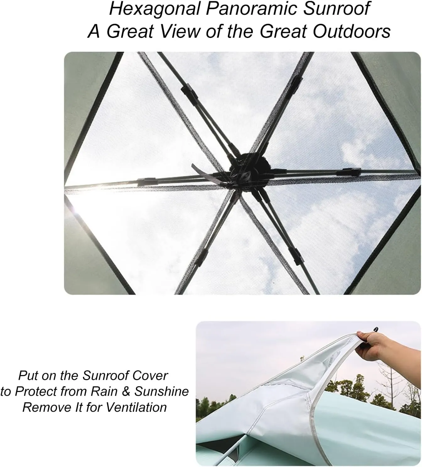 Instant Camping Tent Outdoor Automatic Pop Up Hexagonal Tent 5-8 Person Large Rainproof Sunproof Portable Family Camping Tent 2 Doors 5 Windows with Vestibule
